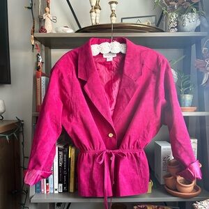 Vintage 1980s Ultrasuede Fuchsia Jacket with Gold Button Detailing
